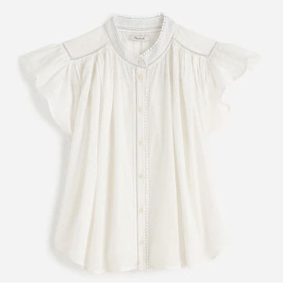 Madewell Shirred Lace-Trim Top Sz. S‎ - Picture 6 of 10